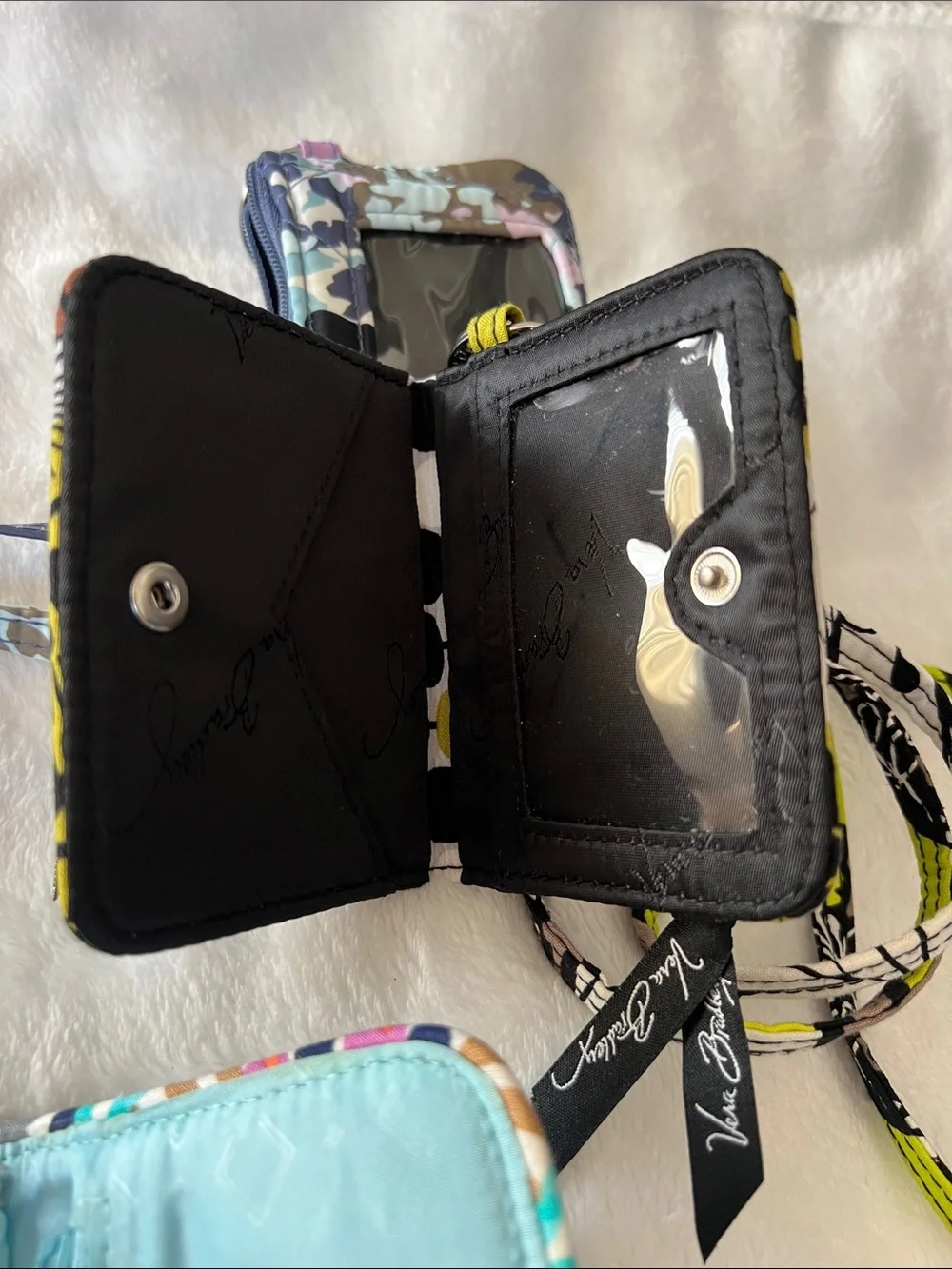 Vera Bradley Multicolor Quilted Card Holder and Lanyard Set 3 piece